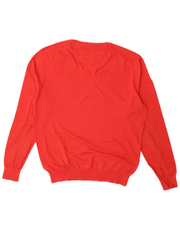 MASSIMO DUTTI Mens V-Neck Jumper Sweater Large Red Cashmere