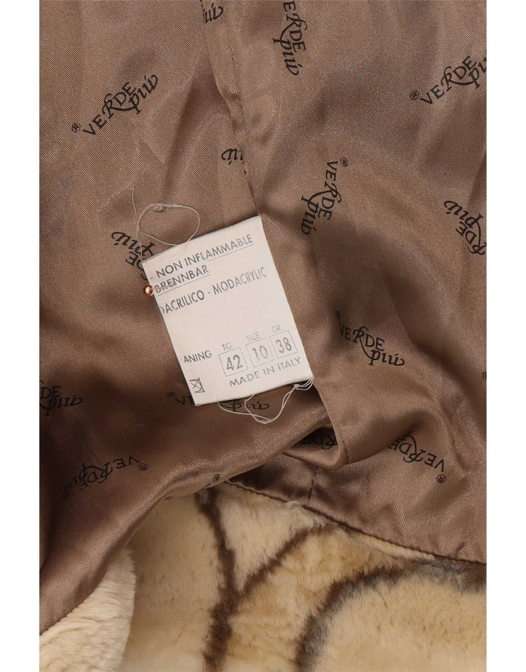 Verde Piu Womens Oversized Hooded Overcoat IT 42 Medium Beige Geometric