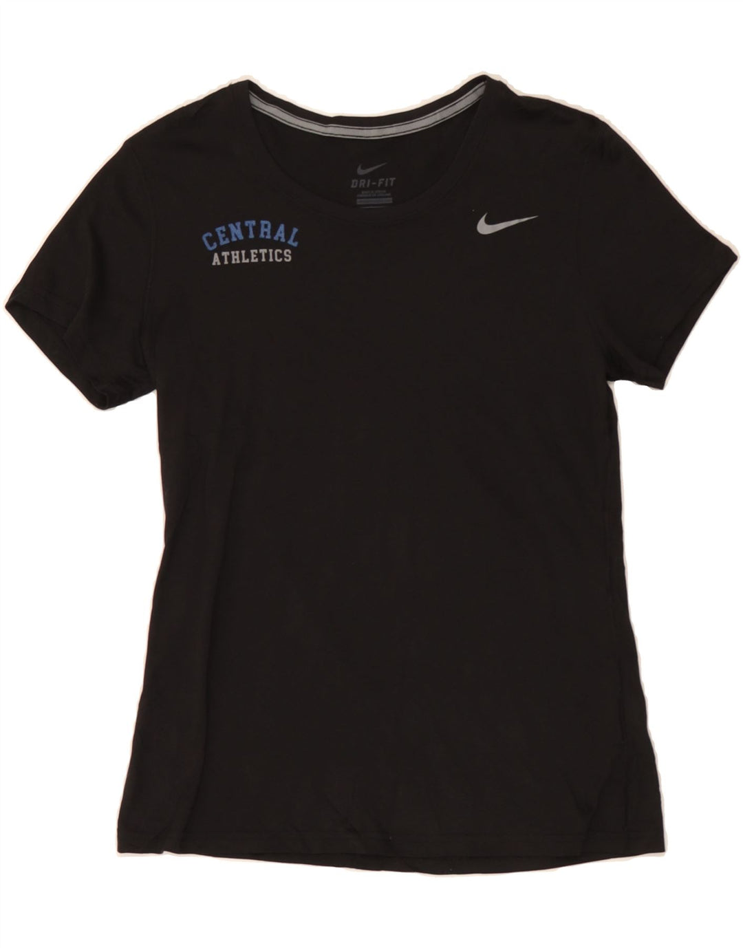 NIKE Womens Dri Fit Graphic T-Shirt Top UK 12 Medium Black Polyester Vintage Nike and Second-Hand Nike from Messina Hembry 