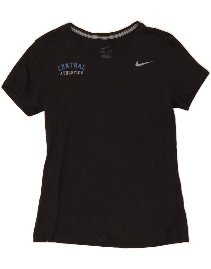 NIKE Womens Dri Fit Graphic T-Shirt Top UK 12 Medium Black Polyester Vintage Nike and Second-Hand Nike from Messina Hembry 