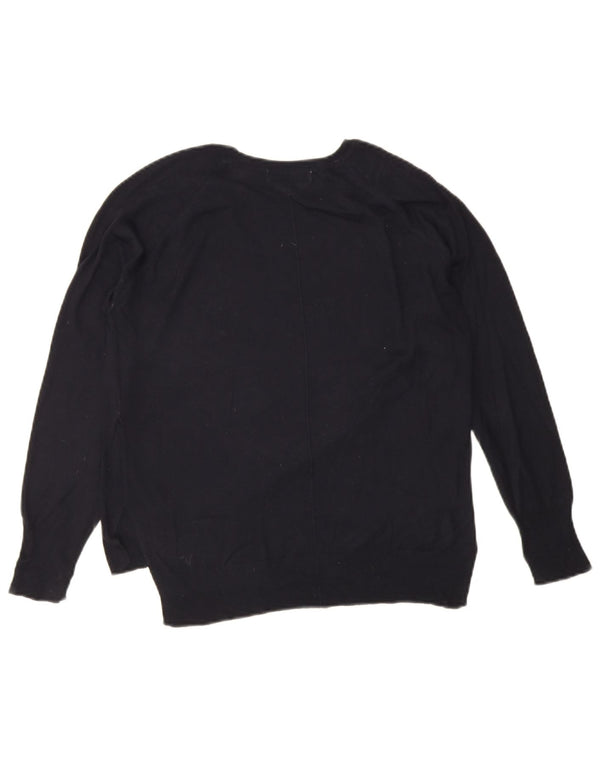 Zara Womens Oversized Boat Neck Jumper Sweater UK 10 Small Navy Blue