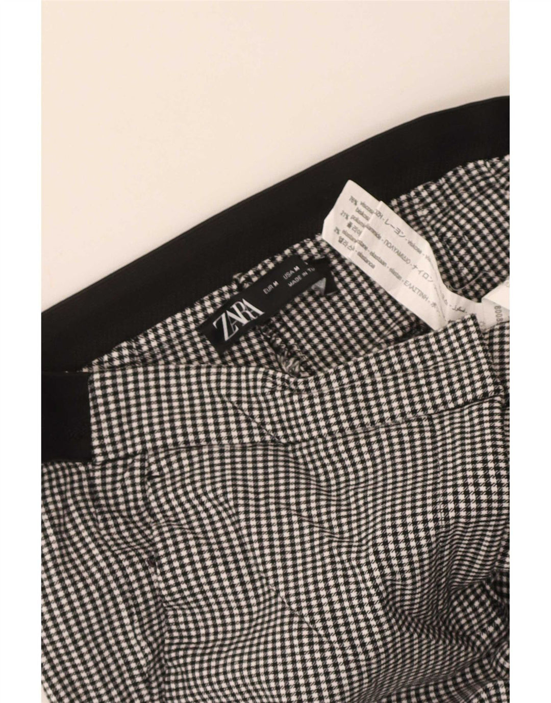 Zara Womens Slim Cropped Trousers Medium W28 L25 Black Gingham Viscose