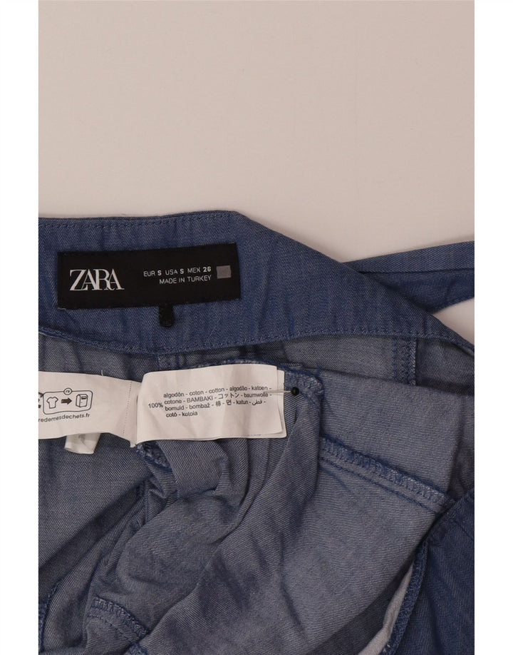 Zara Womens Playsuit UK 10 Small  Blue Cotton