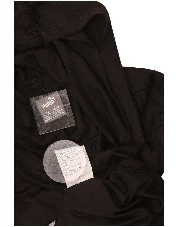 PUMA Boys Hooded Graphic Top Long Sleeve 14-15 Years Large Black Polyester