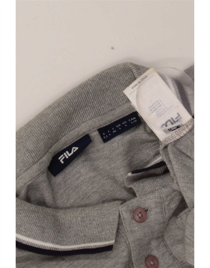 Fila Mens Polo Shirt Large Grey Cotton