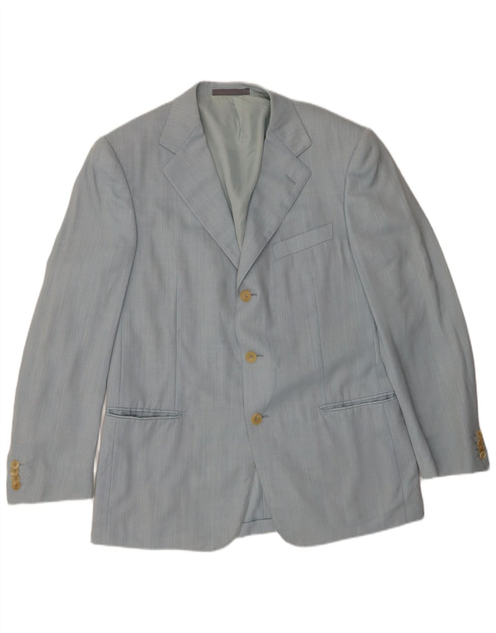 Ermenegildo Zegna Mens 3 Button Blazer Jacket IT 50 Large Blue Wool