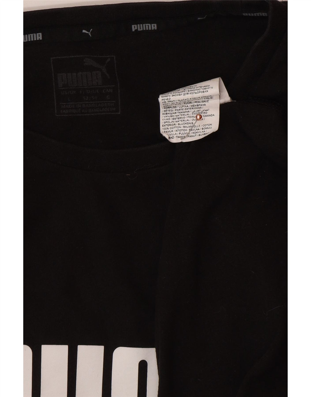 PUMA Mens Graphic T-Shirt Top Large Black Cotton