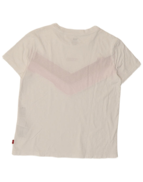 Levi's Womens Crop Loose Fit Graphic T-Shirt Top UK 6 XS White Colourblock