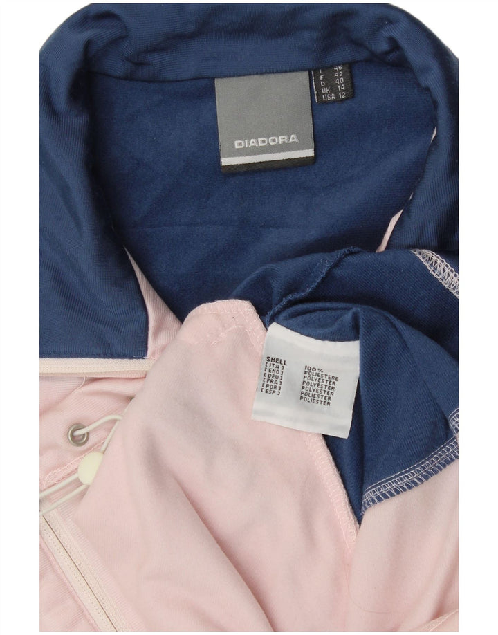 Diadora Womens Tracksuit Top Jacket UK 14 Large Blue Colourblock Polyester