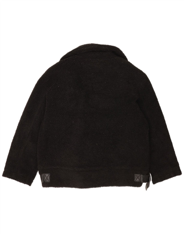 Topshop Womens Oversized Fleece Jacket UK 14 Medium Black Polyester