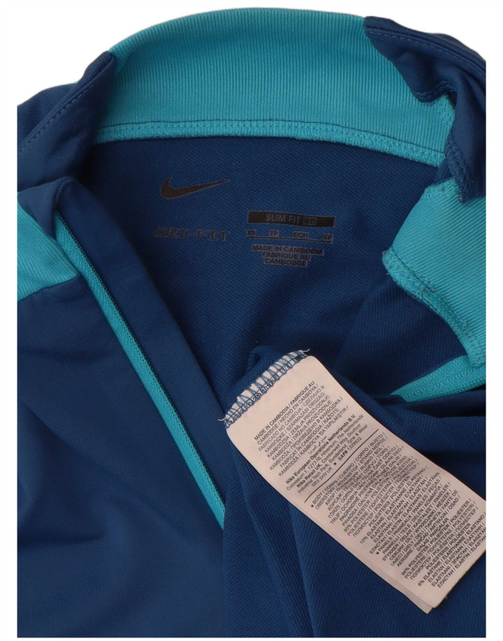 Nike Mens Dri Fit Zip Neck Slim Pullover Tracksuit Top XS Blue Geometric