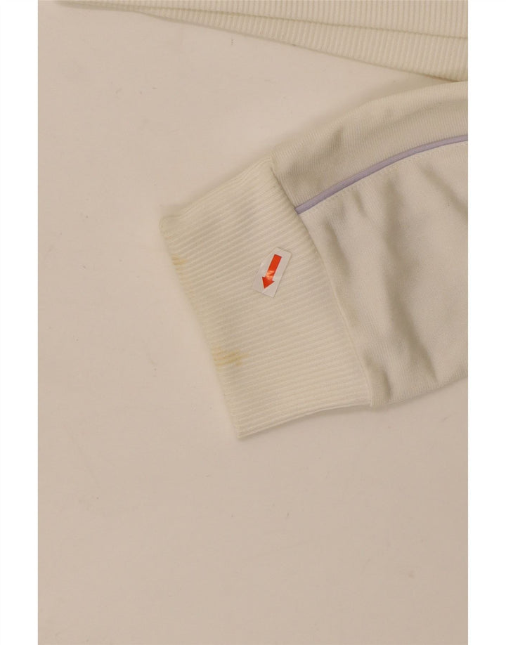 ADIDAS Womens Tracksuit Top Jacket UK 16 Large Off White Polyester