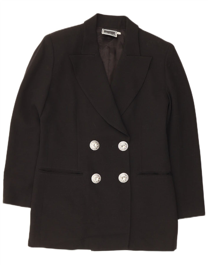 Luisa Spagnoli Womens Double Breasted Blazer Jacket IT 44 Medium Black