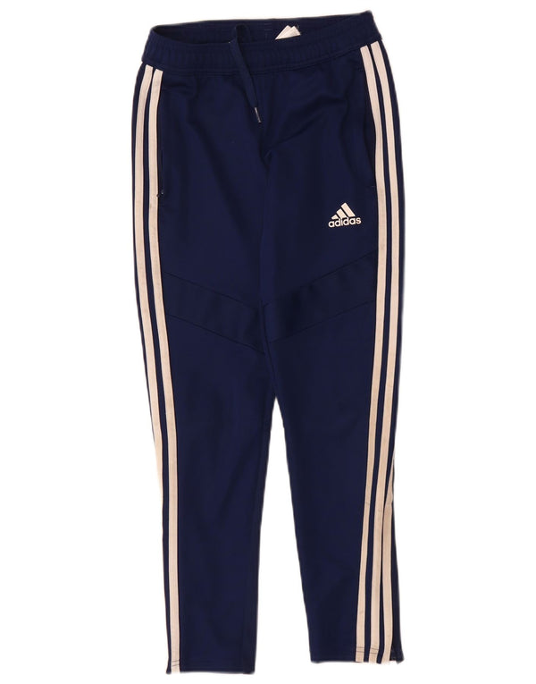 ADIDAS Boys Aeroready Tracksuit Trousers 9-10 Years Navy Blue Polyester