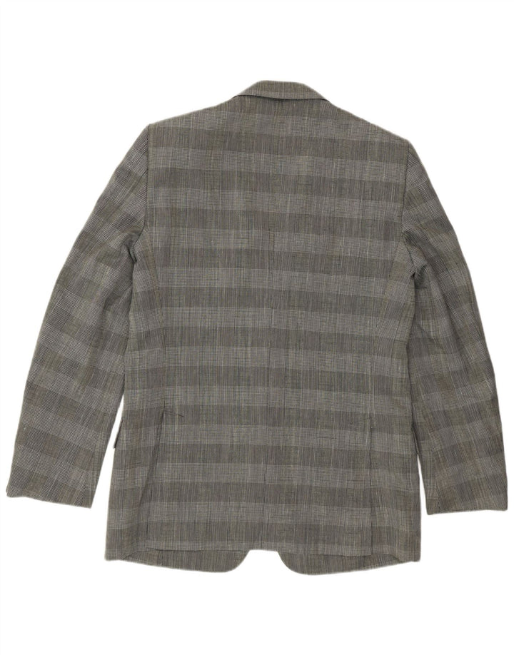 Facis Mens 2 Button Blazer Jacket IT 52 XL Grey Houndstooth Polyester