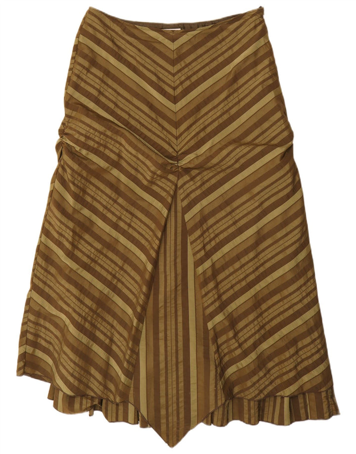 SASHA Womens Asymmetric A-Line Skirt UK 16 Large W36  Khaki Striped