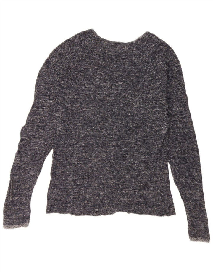 Zara Mens Crew Neck Jumper Sweater Large Navy Blue Flecked