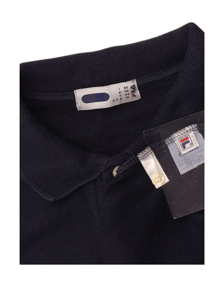 FILA Mens Polo Shirt IT 50 Medium Navy Blue Cotton