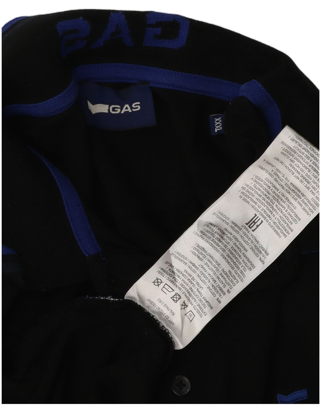Gas Mens Polo Shirt 3XL Black Cotton