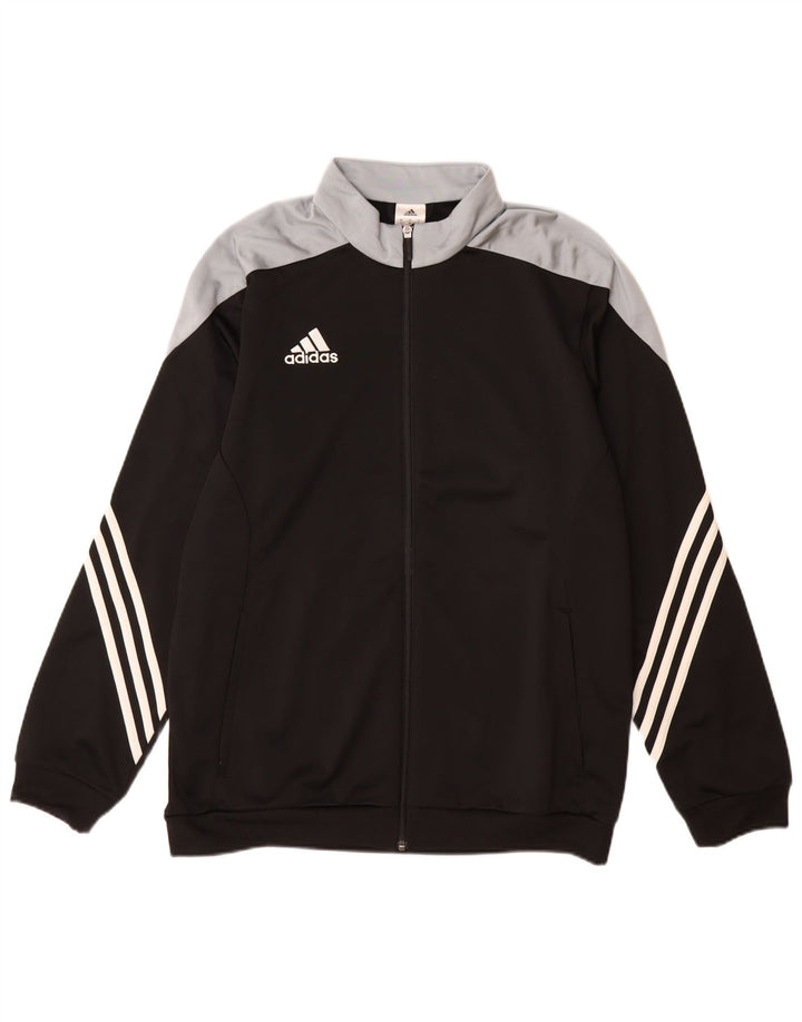 ADIDAS Mens Tracksuit Top Jacket Large Black Colourblock Polyester