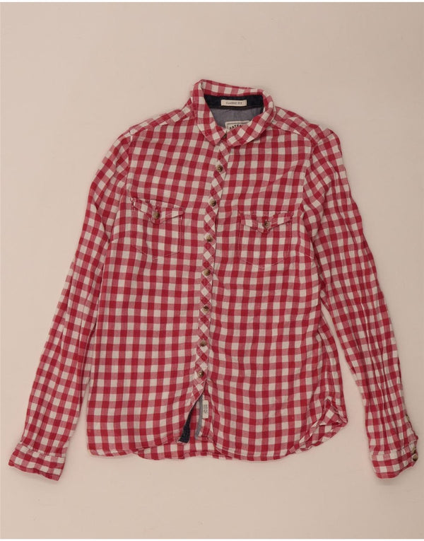 Fat Face Womens Classic Fit Flannel Shirt UK 12 Medium Red Gingham Cotton