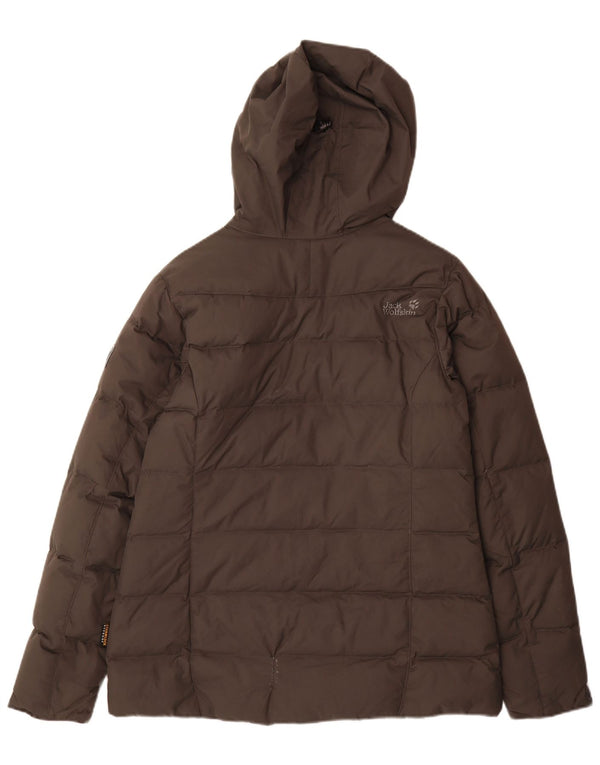 Jack Wolfskin Womens Hooded Padded Jacket UK 12/14 Medium Brown Polyamide