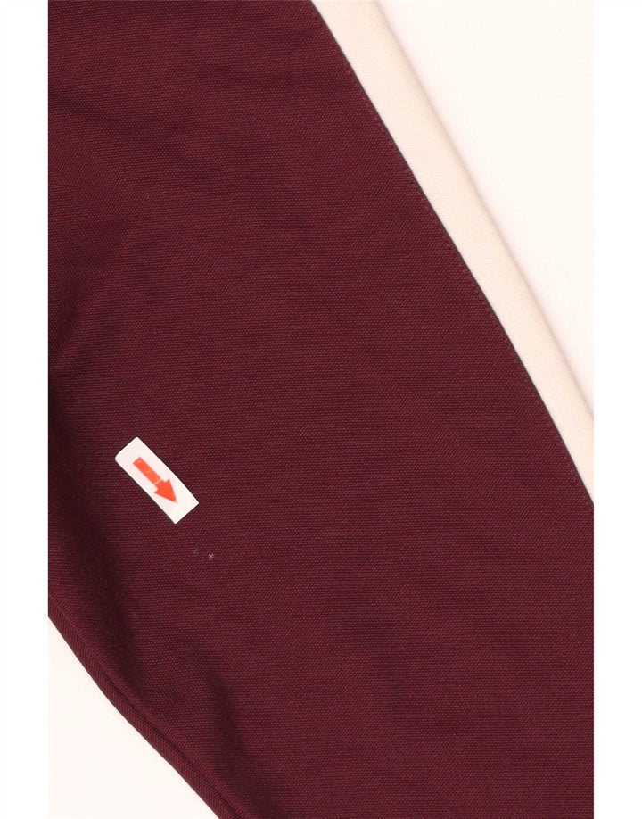 Fred Perry Boys Tracksuit Top Jacket 9-10 Years Medium Maroon Colourblock