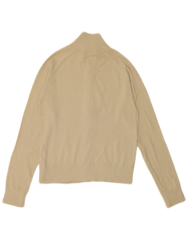 Zara Womens Crop Cardigan Sweater UK 12 Medium Beige Cotton