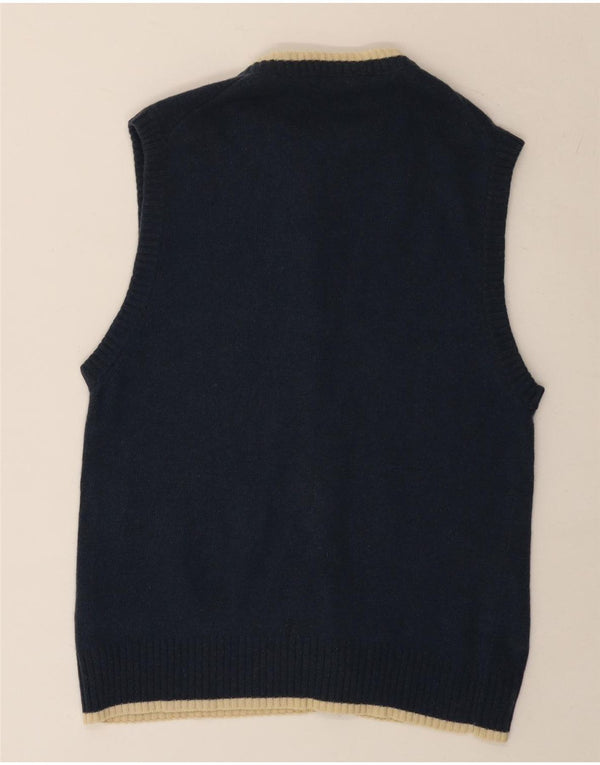 Sergio Tacchini Womens Sleeveless Cardigan Sweater UK 12 Medium Navy Blue