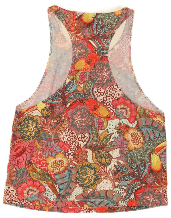 ADIDAS Womens Graphic Vest Top UK 12 Medium Multicoloured Floral Polyester