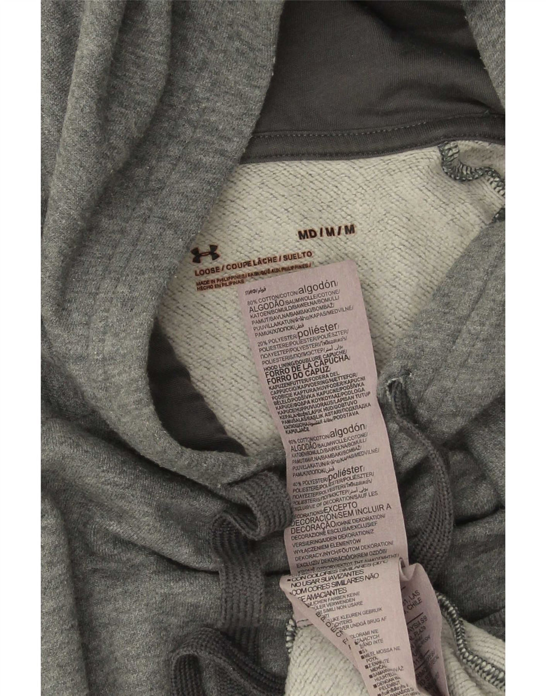 Under Armour Mens Hoodie Jumper Medium Grey Flecked Cotton