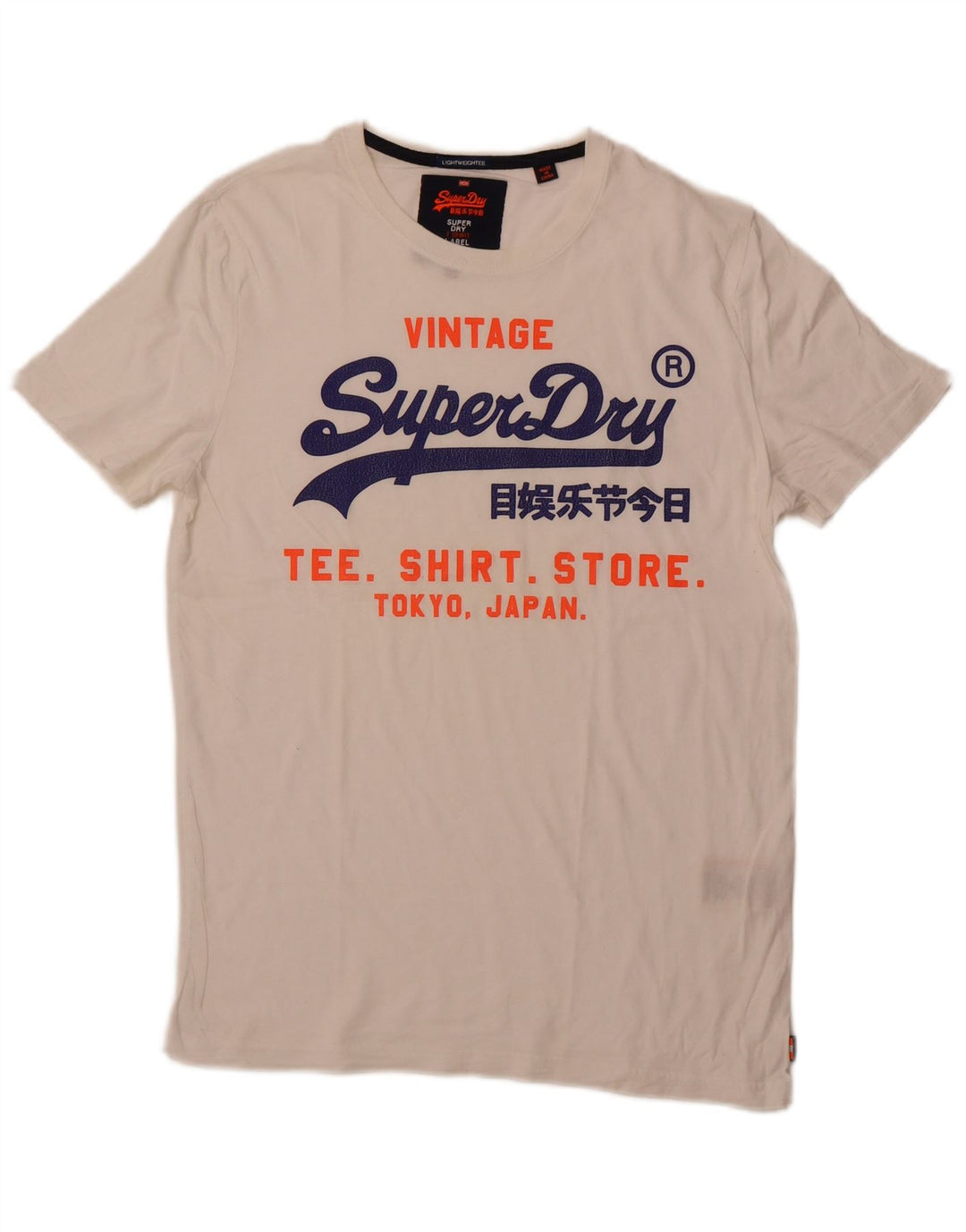 SUPERDRY Mens Graphic T-Shirt Top Large White Cotton