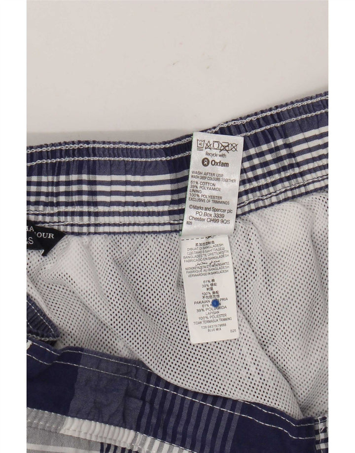 Marks & Spencer Mens Blue Harbour Swimming Shorts Large  Blue Check Cotton