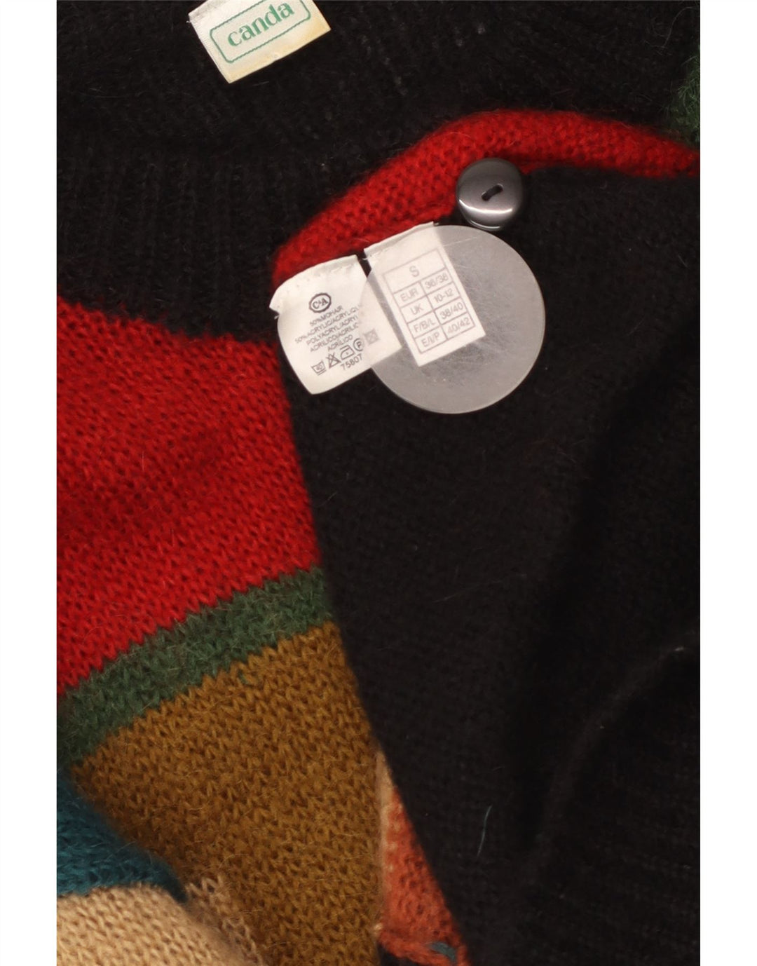 CANDA Womens Oversized Cardigan Sweater UK 10/12 Small Multicoloured