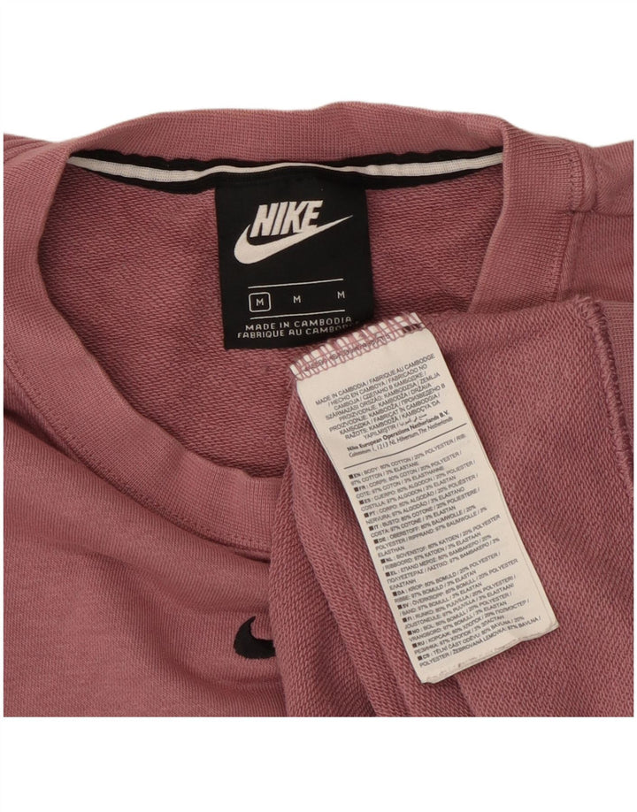 Nike Womens Graphic Sweatshirt Jumper UK 14 Medium Pink Colourblock Cotton