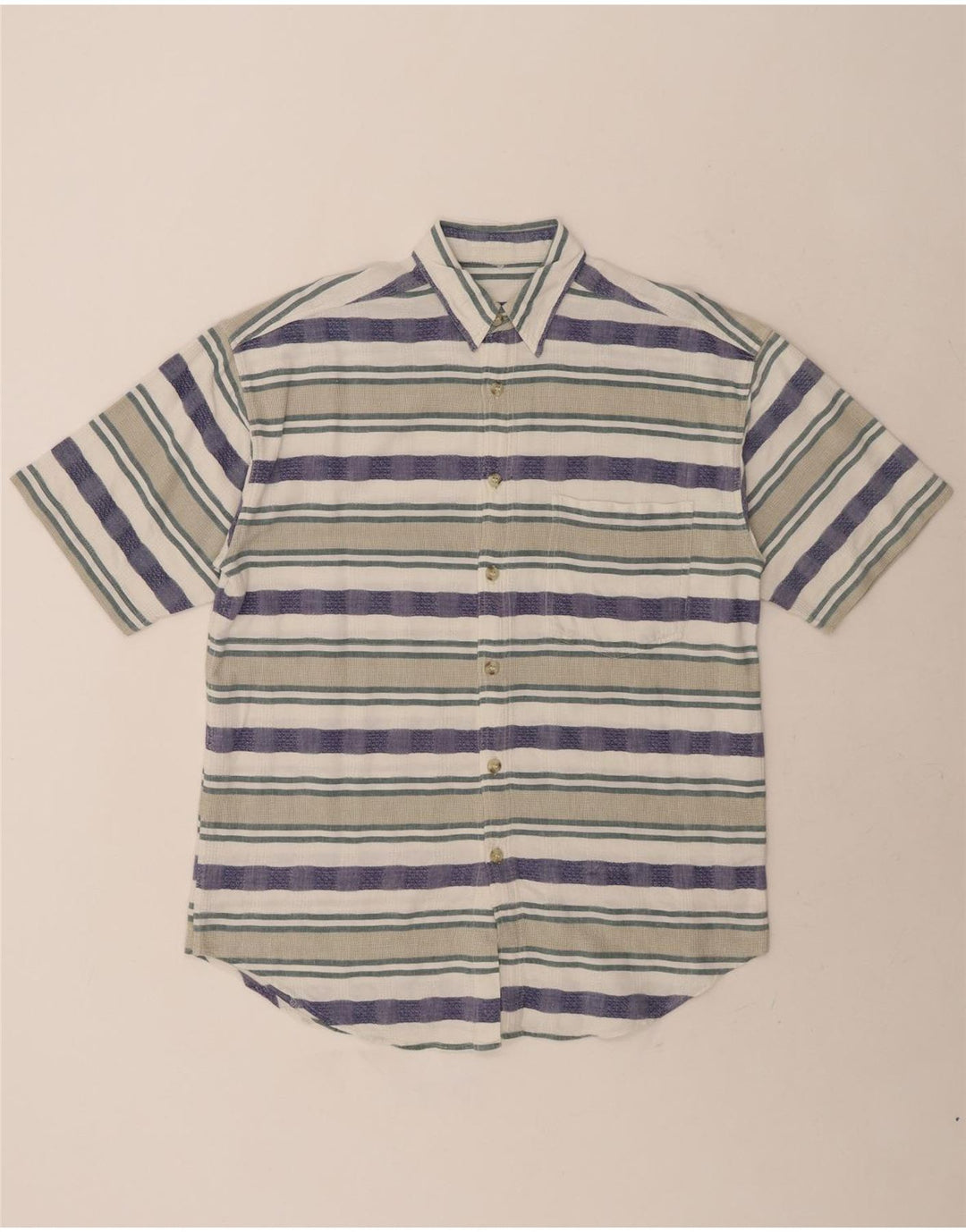 C&A Mens Short Sleeve Shirt Large Multicoloured Striped Cotton Vintage C&A and Second-Hand C&A from Messina Hembry 