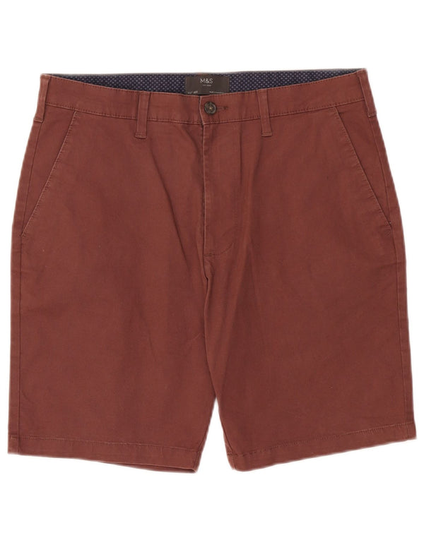 Marks & Spencer Mens Chino Shorts W32 Medium Burgundy Cotton