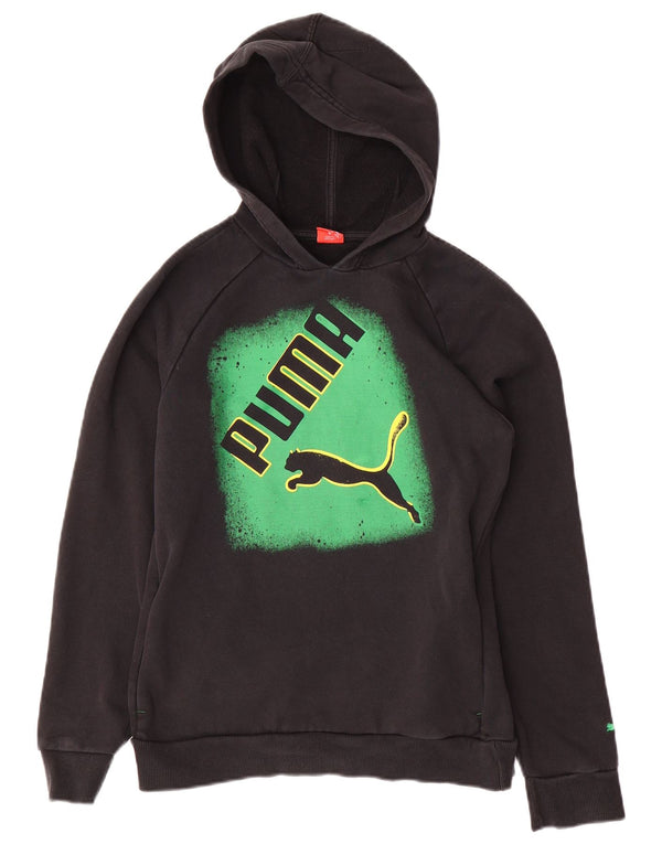 PUMA Boys Graphic Hoodie Jumper 13-14 Years Black Colourblock