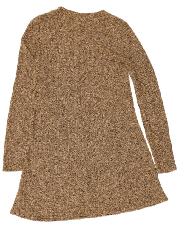 Topshop Womens Long Sleeve Jumper Dress UK 10 Small Beige Flecked Polyester