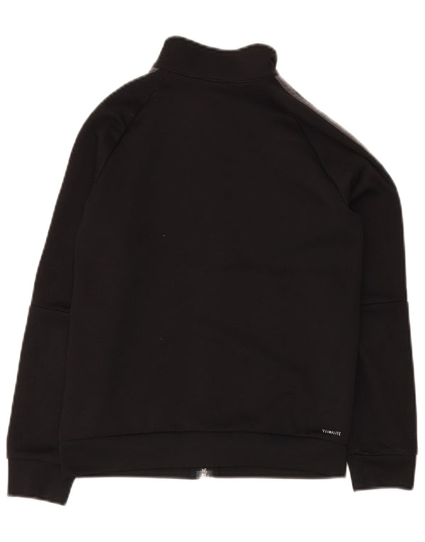 ADIDAS Boys Tracksuit Top Jacket 9-10 Years Black Polyester
