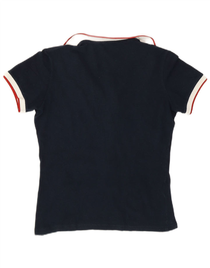 FRED PERRY Womens Polo Shirt UK 12 Medium Navy Blue