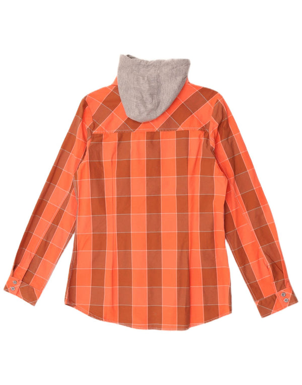 Engelbert Strauss Womens Hooded Lumberjack Shirt UK 14 Large Orange Check