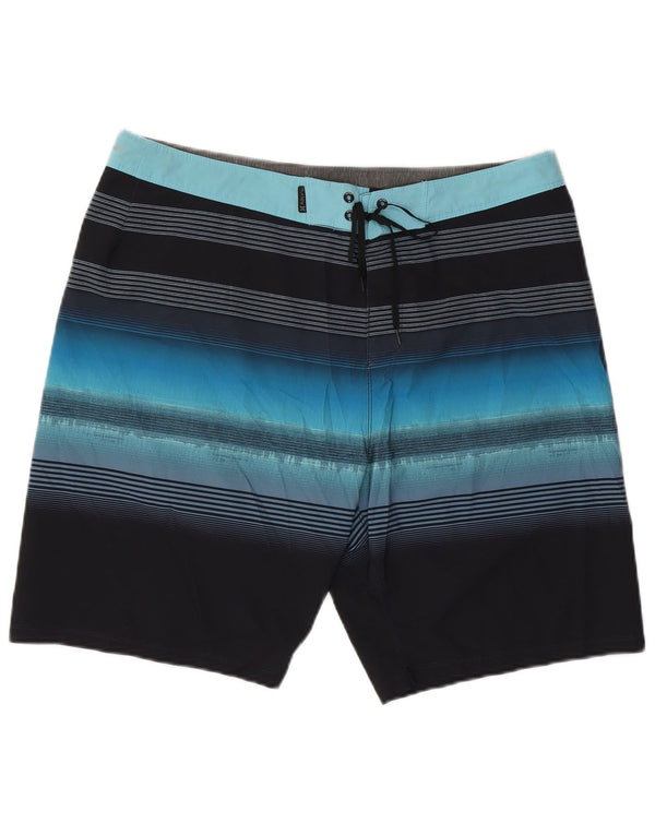 Hurley Mens Swimming Shorts Large Blue Striped Polyester