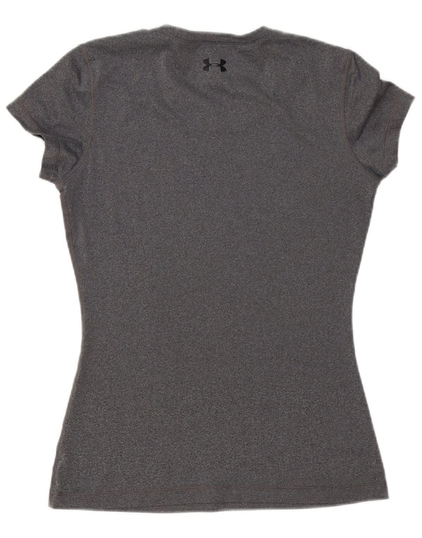 Under Armour Womens Heat Gear T-Shirt Top UK 10 Small Grey Flecked
