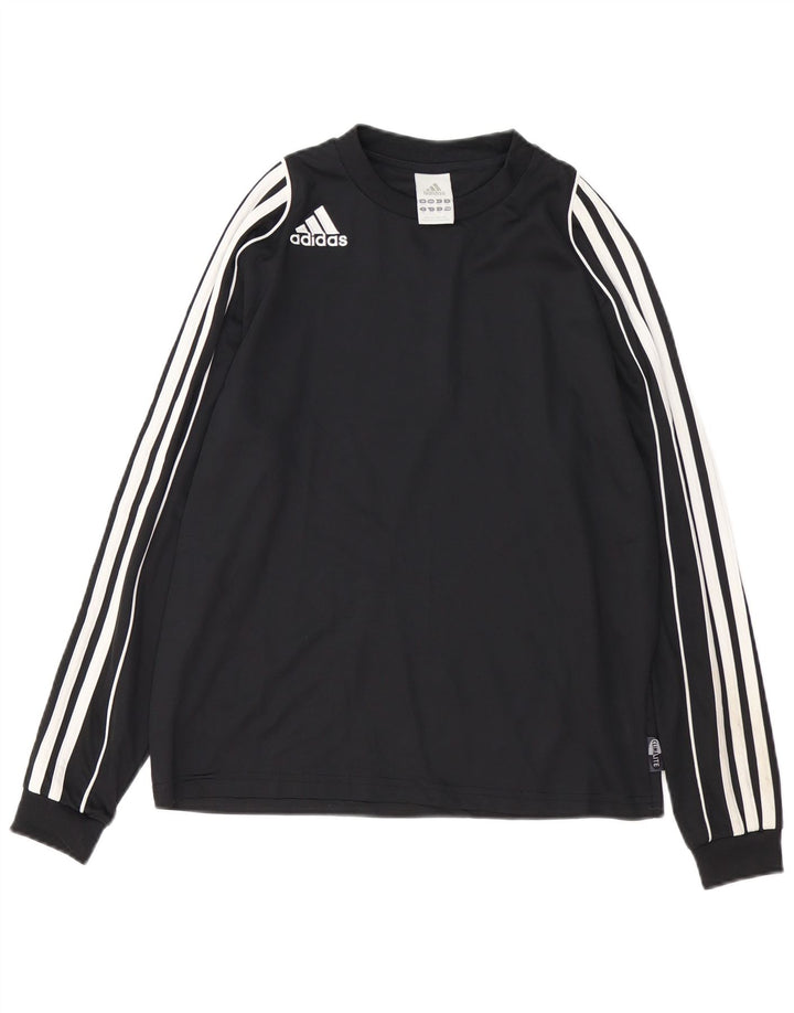 ADIDAS Boys Climalite Top Long Sleeve 13-14 Years Black Polyester