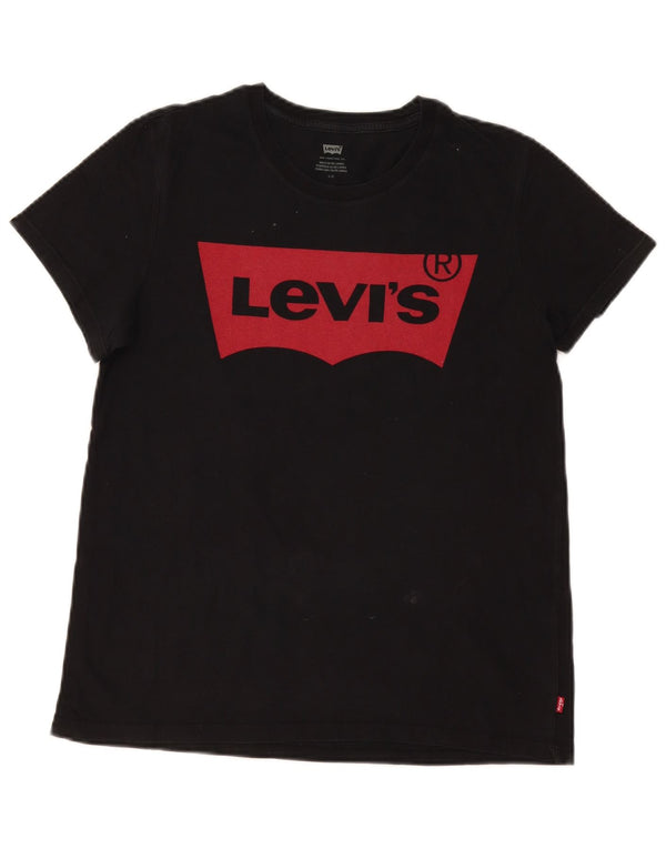 Levi's Womens Graphic T-Shirt Top UK 14 Large Black