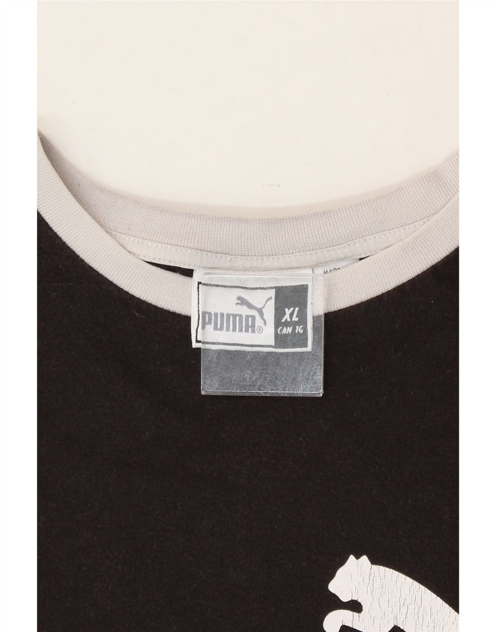 PUMA Mens Graphic T-Shirt Top XL Black Vintage Puma and Second-Hand Puma from Messina Hembry 