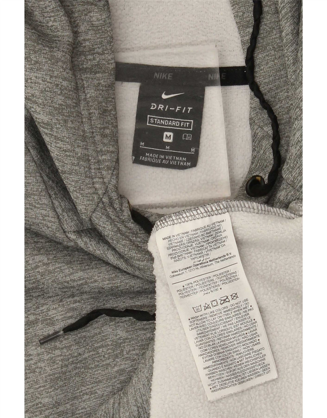 Nike Mens Dri Fit Standard Fit Hoodie Jumper Medium Grey Flecked Polyester