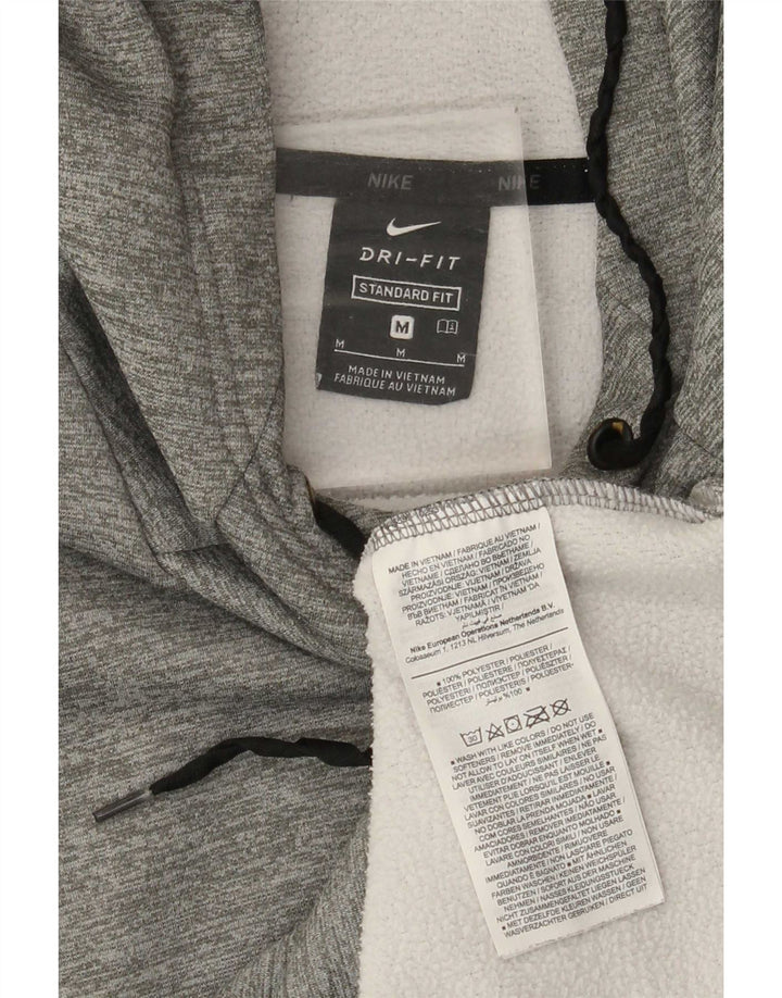 Nike Mens Dri Fit Standard Fit Hoodie Jumper Medium Grey Flecked Polyester