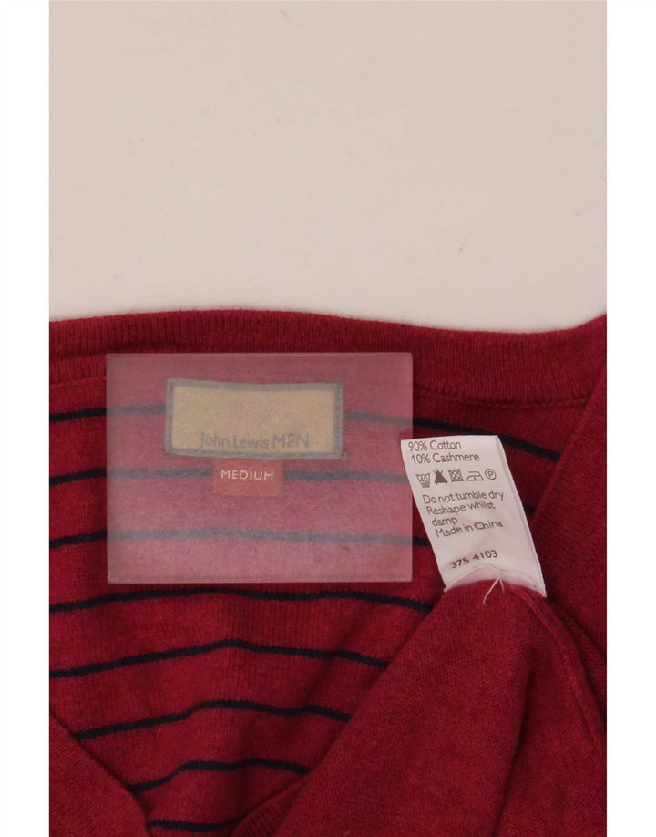 John Lewis Mens V-Neck Jumper Sweater Medium Red Cotton